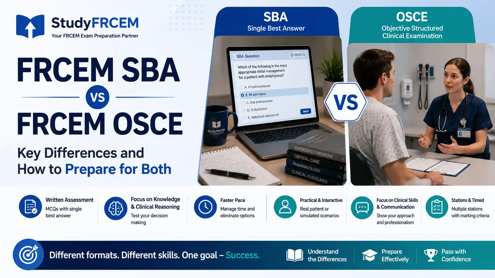 FRCEM SBA vs FRCEM OSCE: Key Differences and How to Prepare for Both